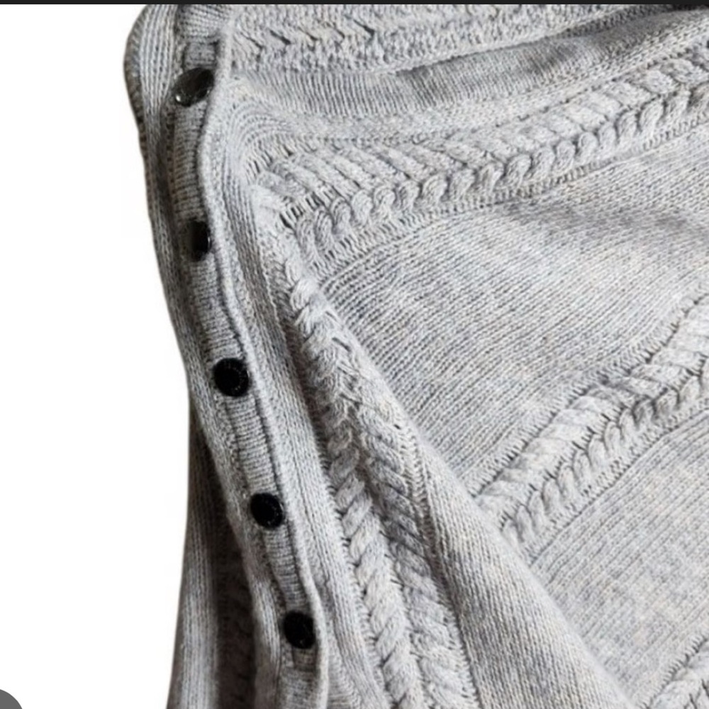 Seraphine Caleb Cable Knit Maternity & Nursing Shawl Gray Button-Detail